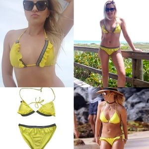 Yellow Bikini with Ruffle Details Size Small